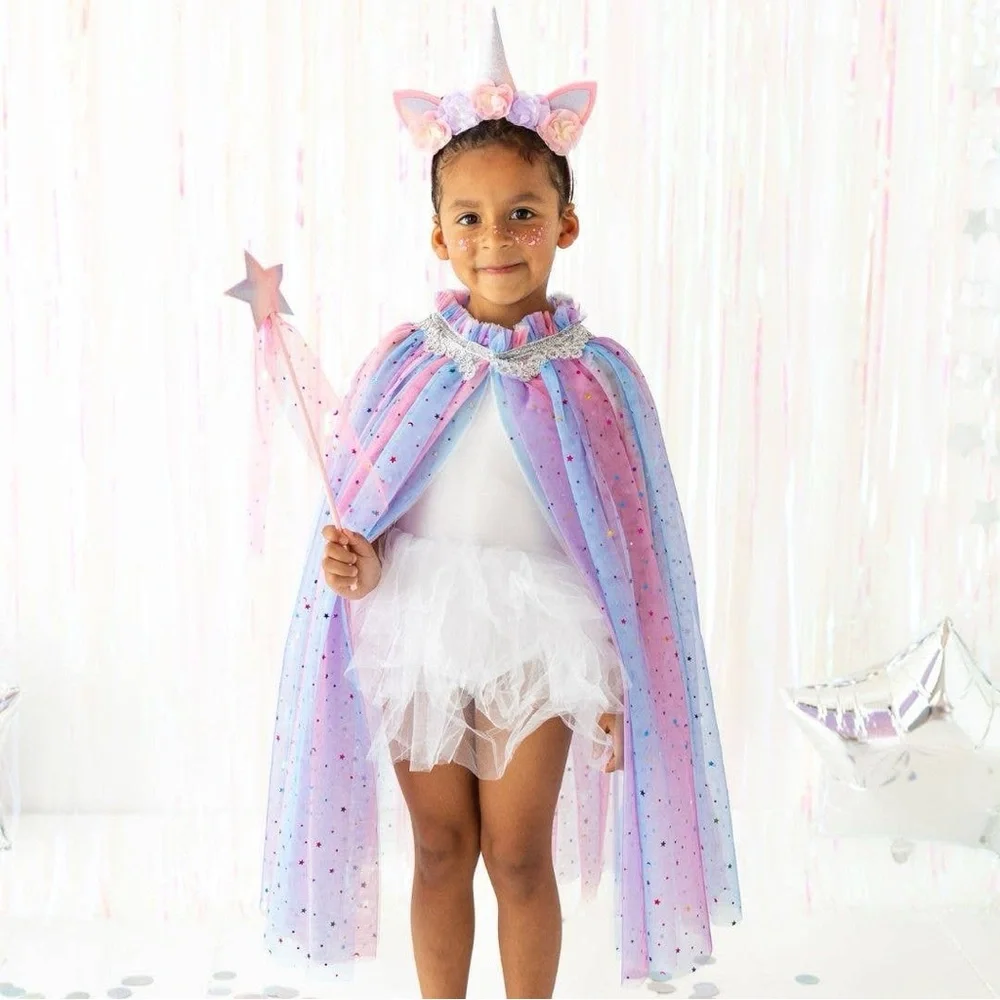 Sweet Wink Girl Dress Up Kit Unicorn Cape Wand Headband Halloween Costume